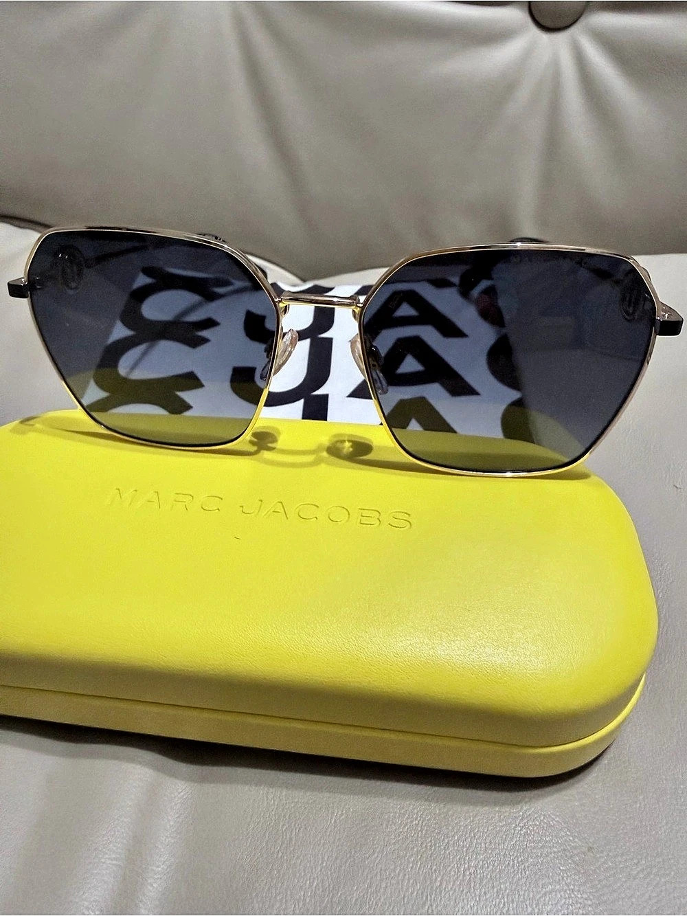 Marc Jacobs Marc 729/S Black & Gold Sunglasses Like New